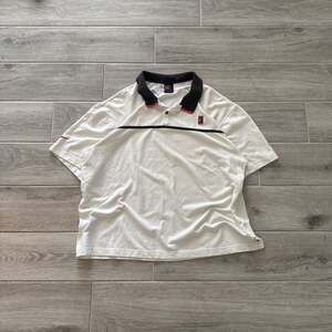 Vintage Nike Tennis Polo Shirt White Black Red Stripe